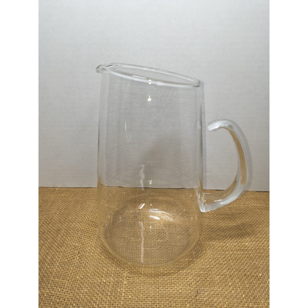 Vintage Pyrex Reverse Open Handle Serving Pitcher Clear Borosilicate Glass MCM